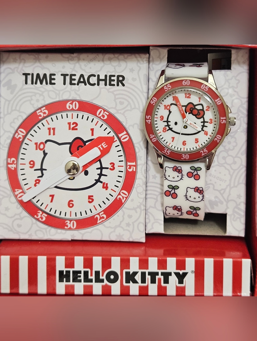 SANRIO HELLO KITTY Cherries Accutime Licensed Time Teacher Watch New